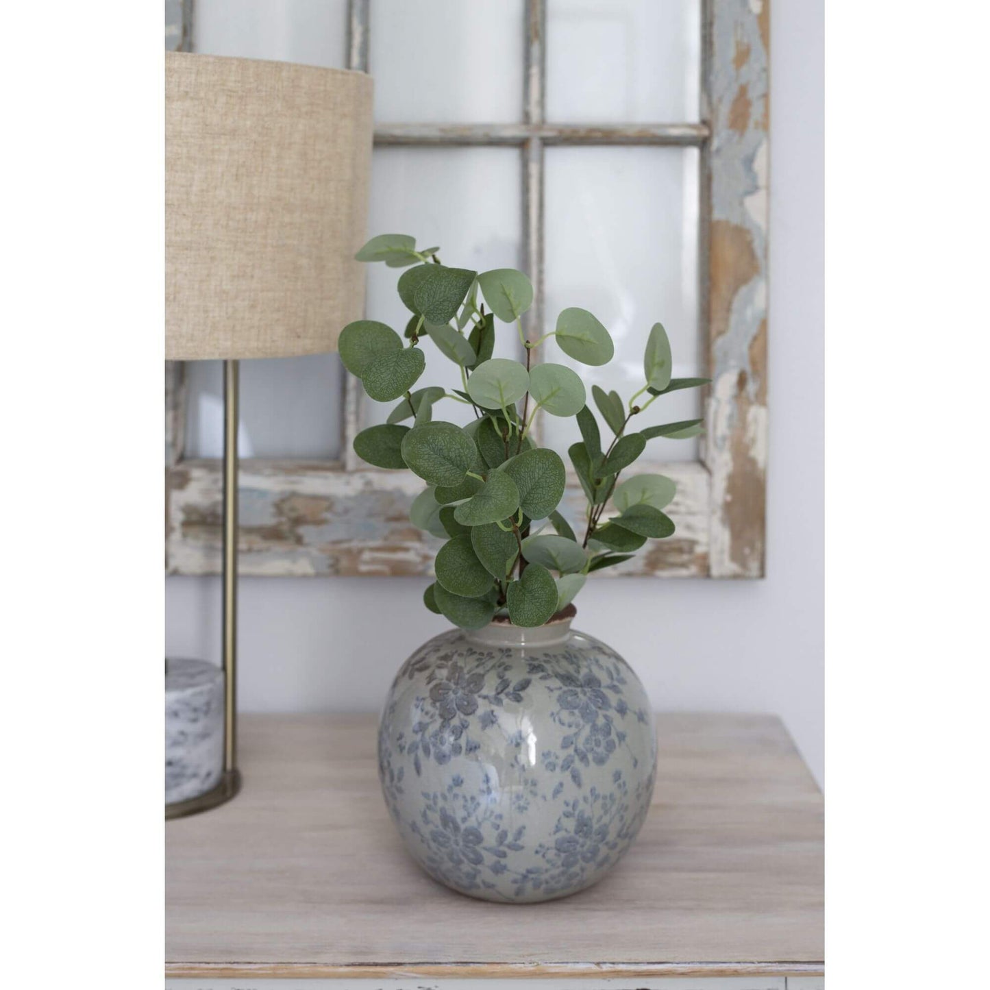 CERAMIC POT: BLUE FLORAL PATTERN