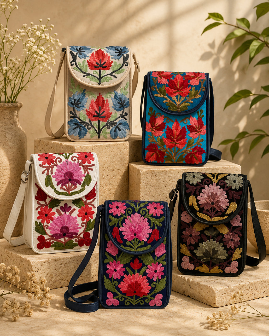 Meet Kraft Embroidered Cell Phone Bag