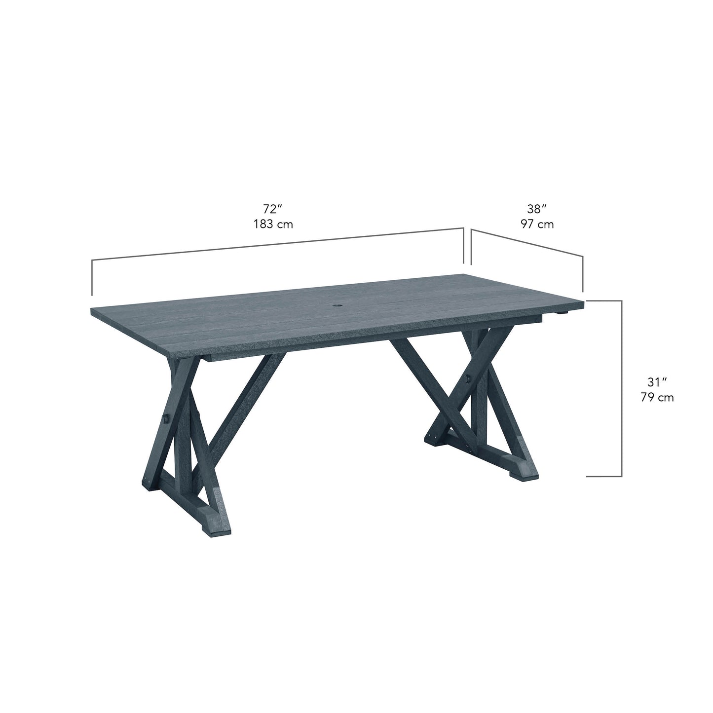 Harvest Dining Table w/ 2" Umbrella Hole - T203