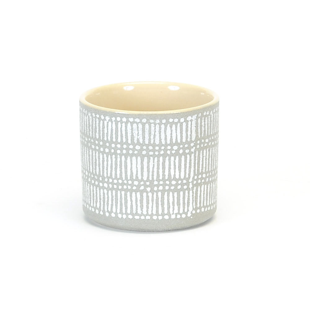 CERAMIC POT: SILVER METALLIC PATTERN