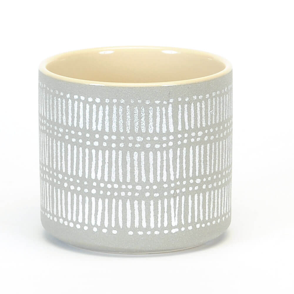 CERAMIC POT: SILVER METALLIC PATTERN