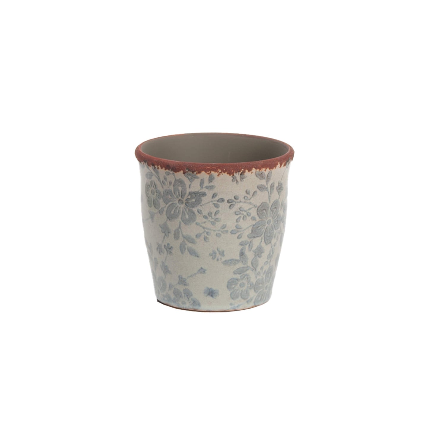 CERAMIC POT: BLUE FLORAL PATTERN