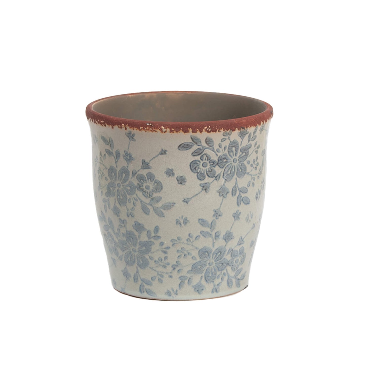 CERAMIC POT: BLUE FLORAL PATTERN