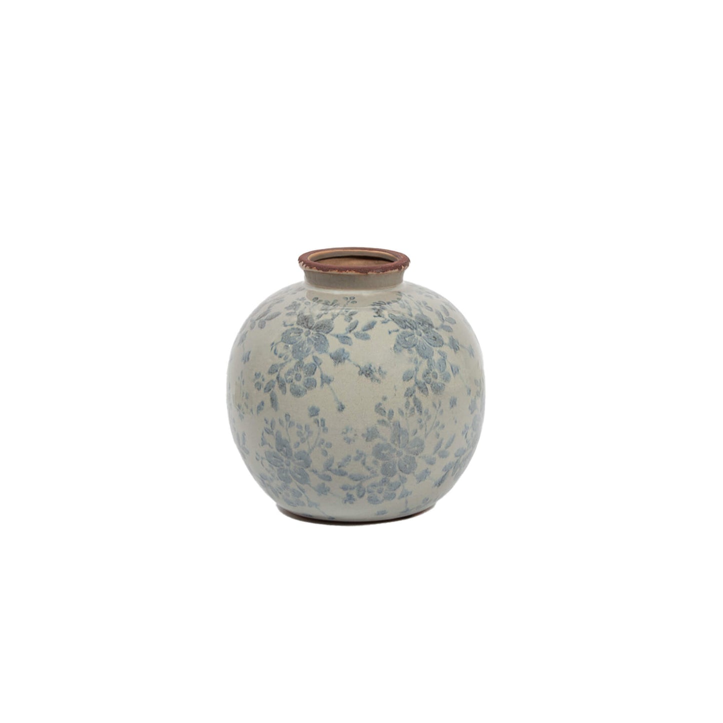 CERAMIC POT: BLUE FLORAL PATTERN