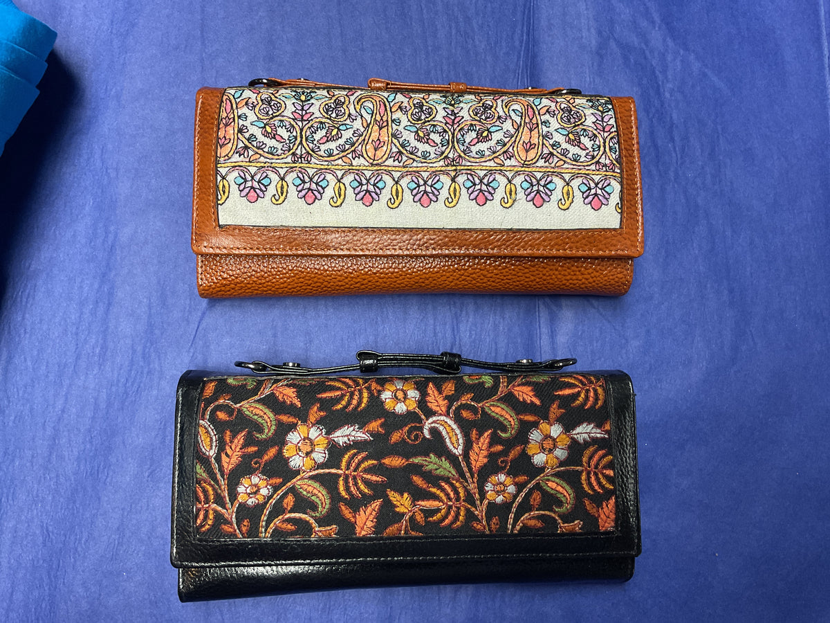 Meet Kraft Embroidered Leather Clutch