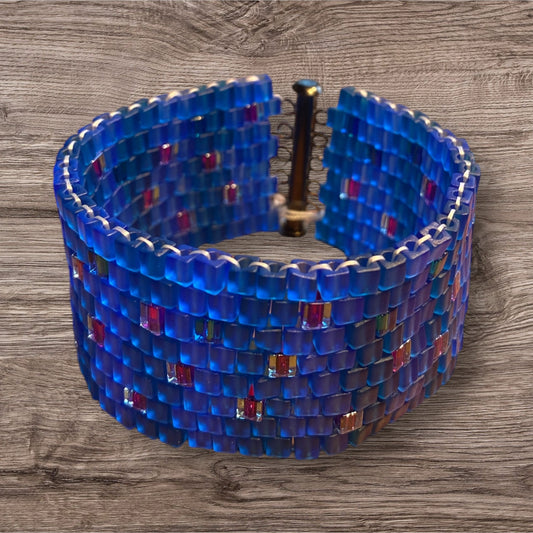 BeadHellion Matte Blue Cubes Bracelet