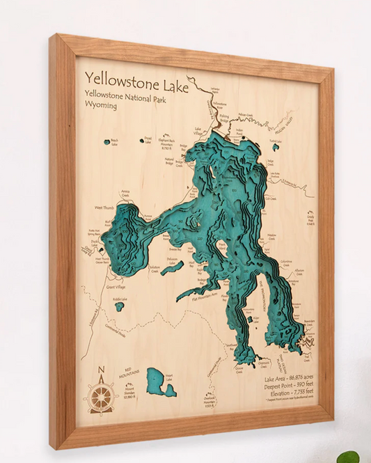 Lake Map Art - 17"x21" Wood Frame: 50 Lakes in Stock! Call for Availability.