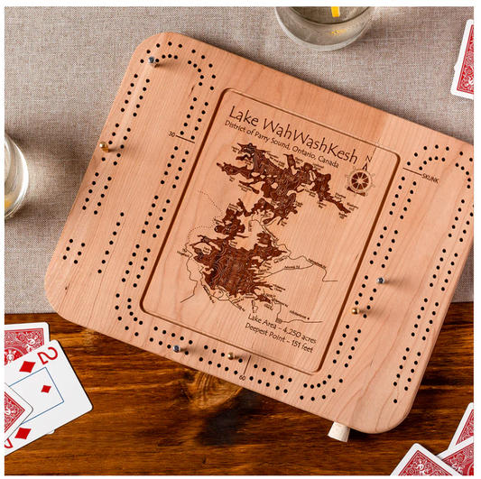 Lake Map Art - Cribbage Board: 10 Lakes in Stock! Call for Availability.